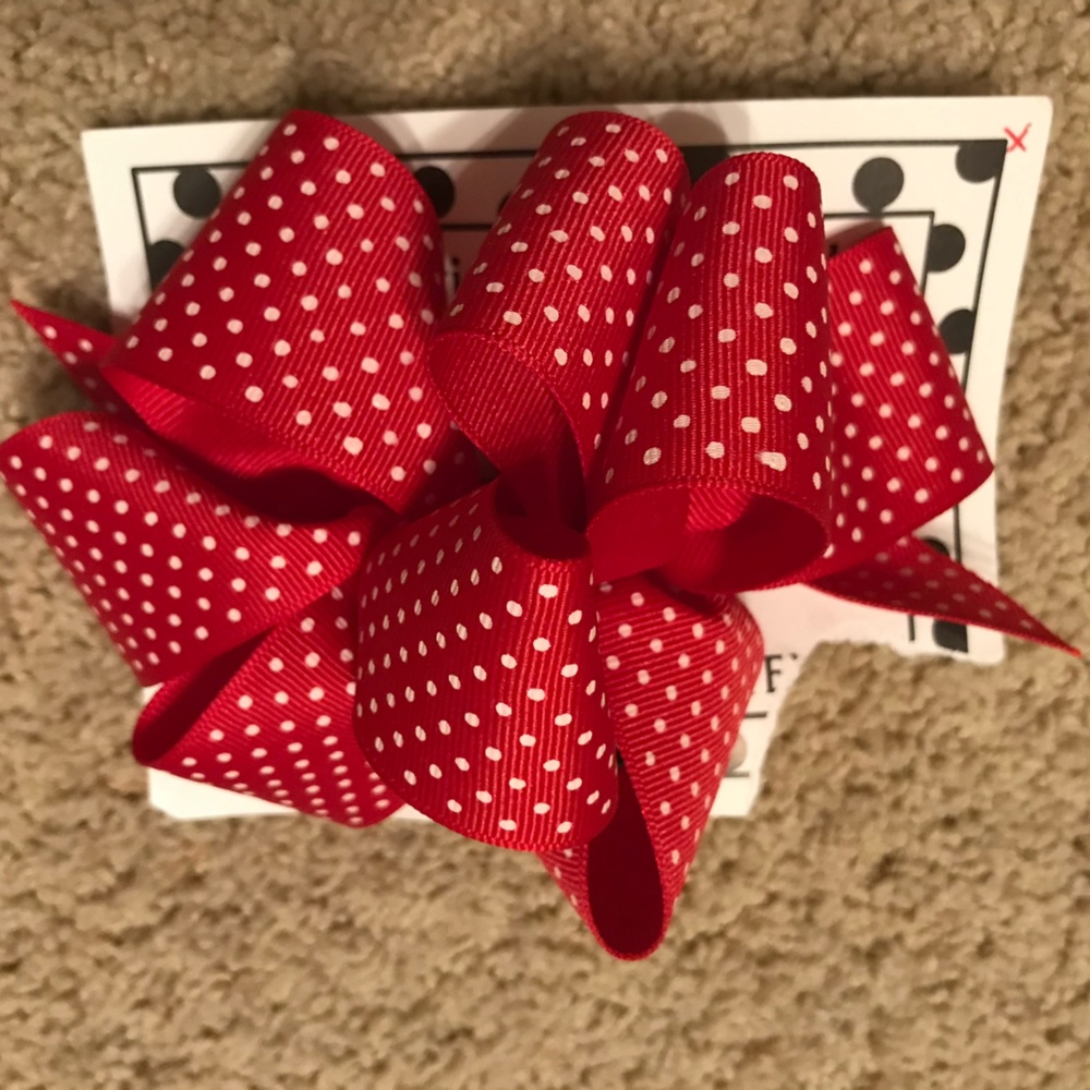 I’m Yours Hair Bow Red With White Polka Dots
